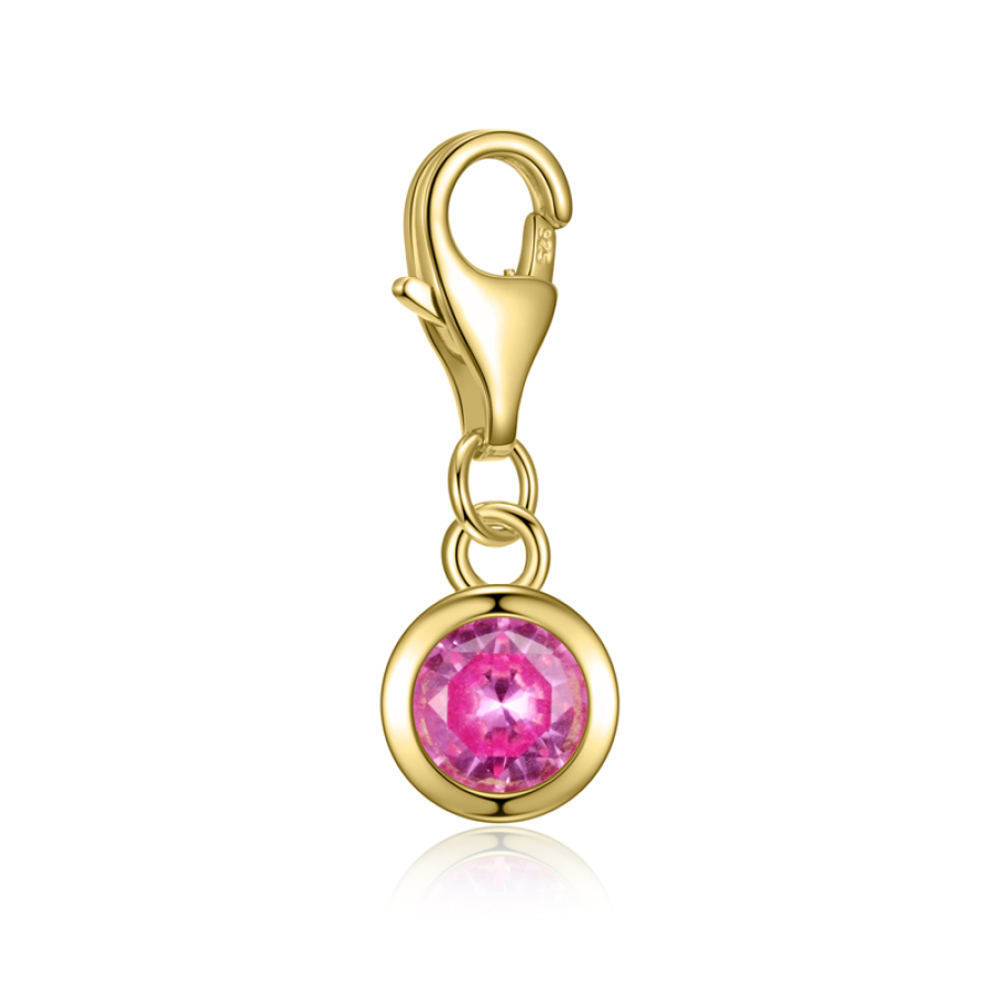 Charm Zirkonia 5mm pink Silber 925/000 vergoldet