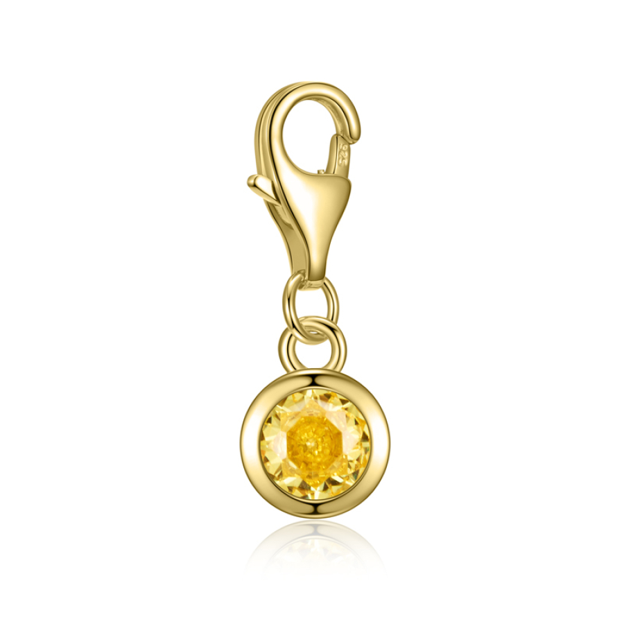 Charm Zirkonia 5mm gelb Silber 925/000 vergoldet