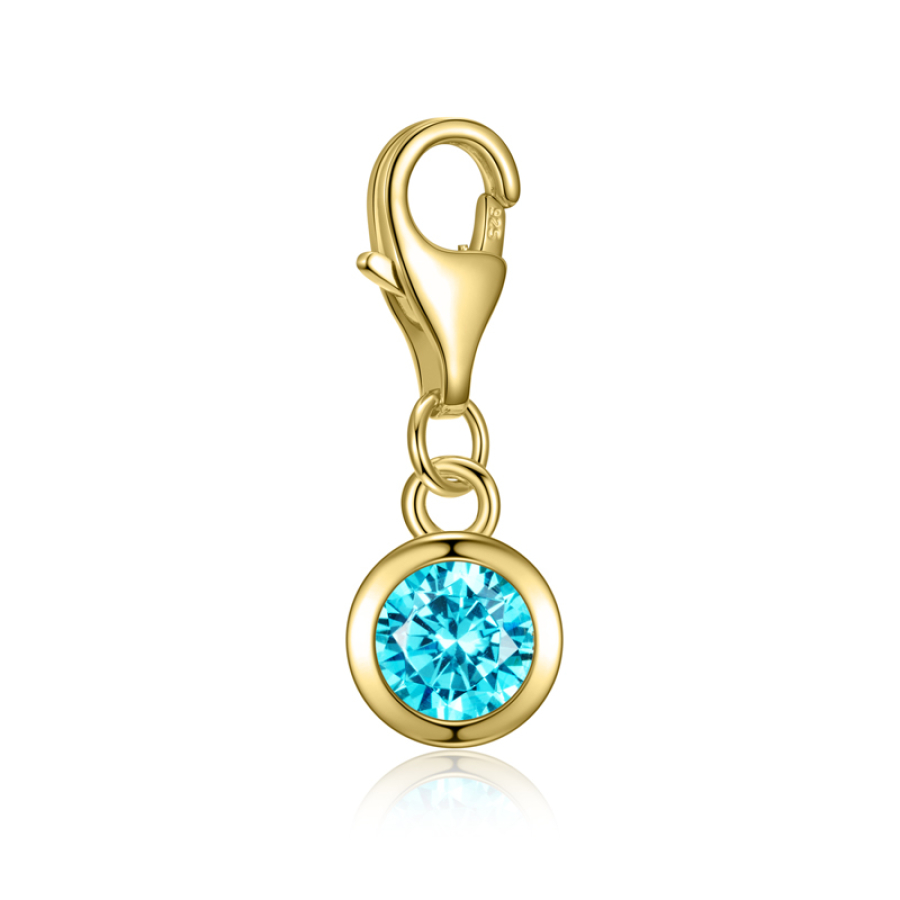 Charm Zirkonia 5mm hellblau Silber 925/000 vergoldet