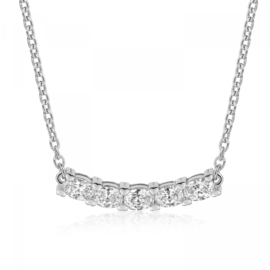 Collier mit 5 Zirkonia 42/45cm Silber 925/000