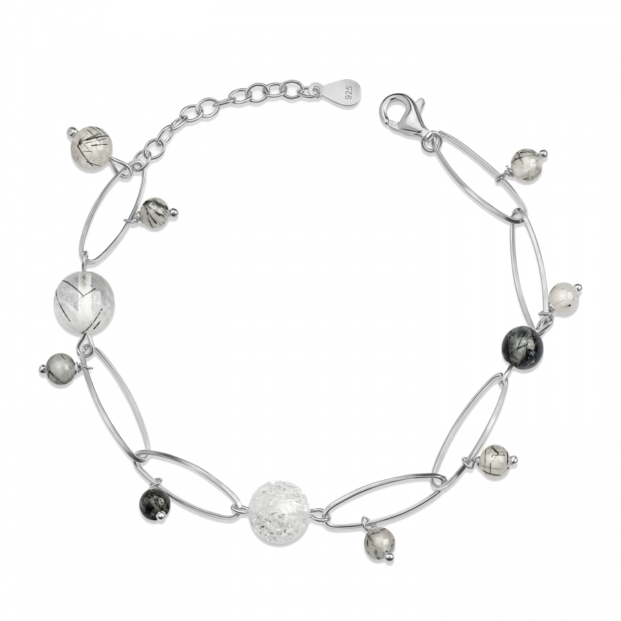 Armband mit Kristall & Quarz 16+3cm Silber 925/000