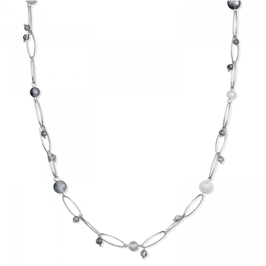 Collier mit Kristall & Quarz 55+3cm Silber 925/000