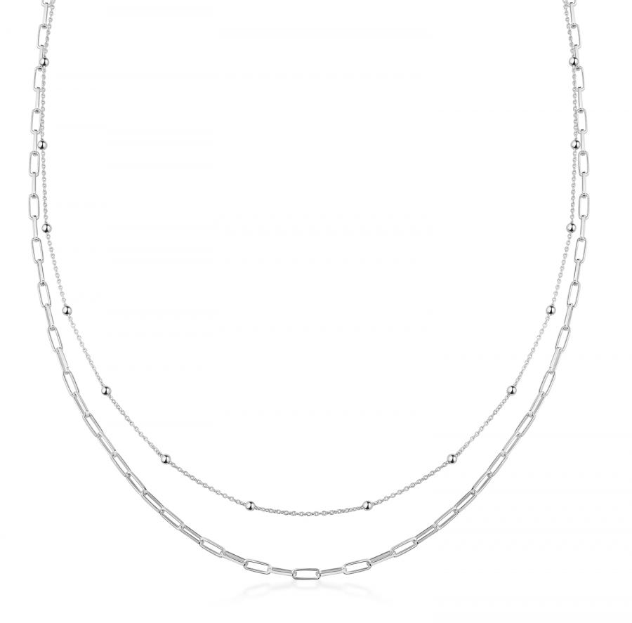 Collier 2-rhg. 40+5cm Silber 925/000 rhodiniert