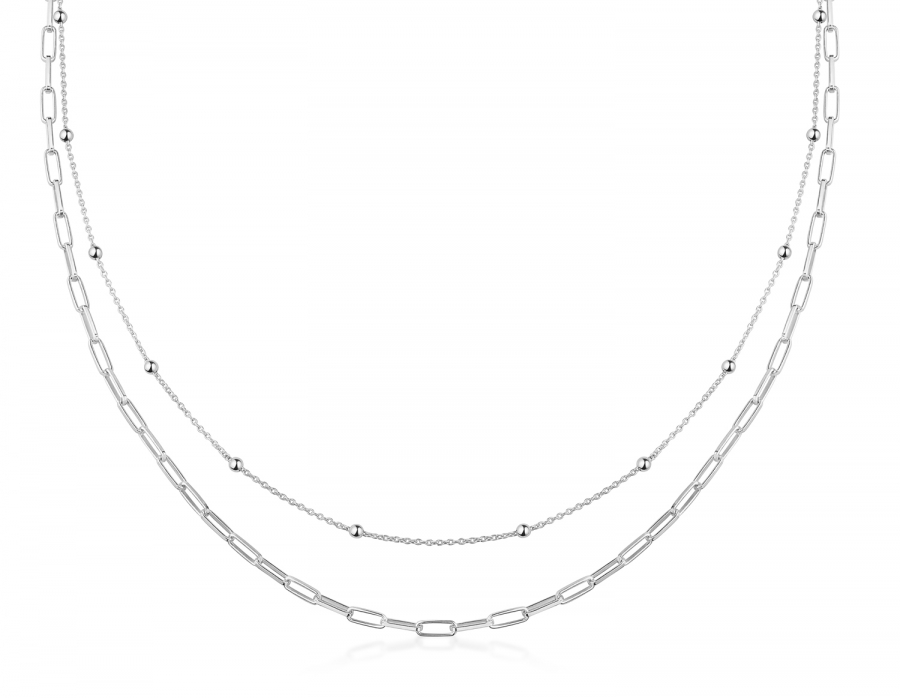 Collier 2-rhg. 40+5cm Silber 925/000 rhodiniert