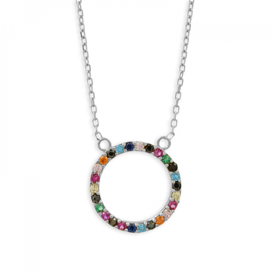 Collier mit 26 bunte Zirkonia Silber 925/000