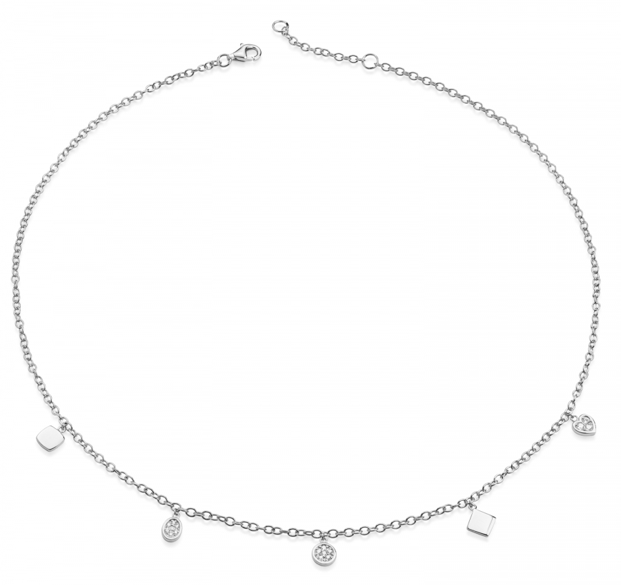 Collier mit 5 Anhänger und 16 Zirkonia Silber 925/000