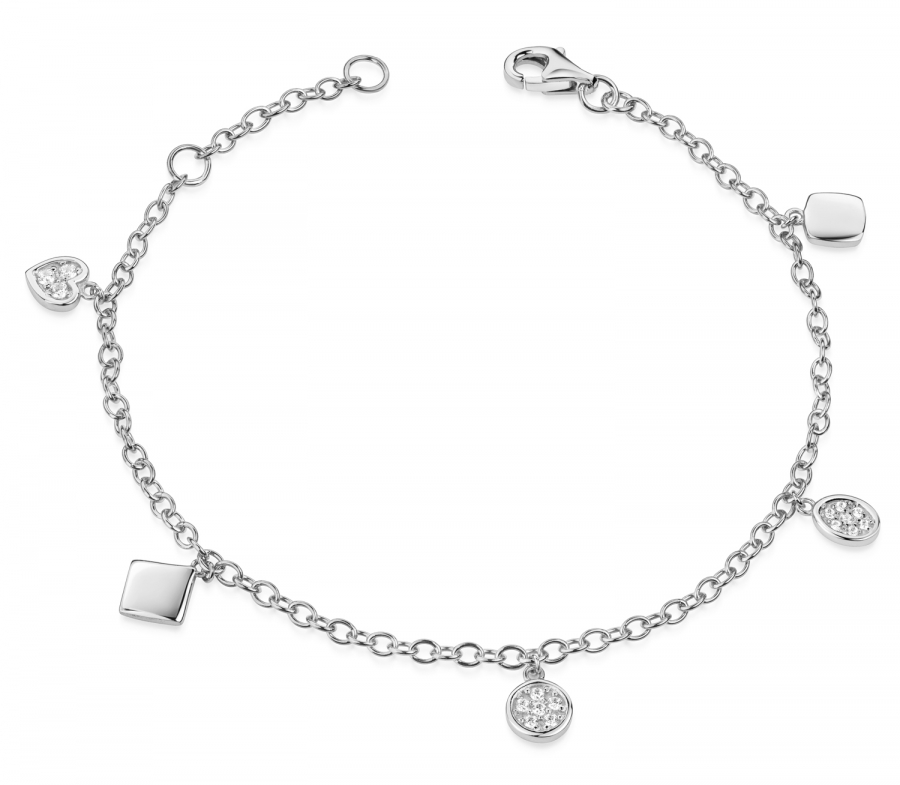 Armband mit 5 Anhängern und 16 Zirkonia Silber 925/000