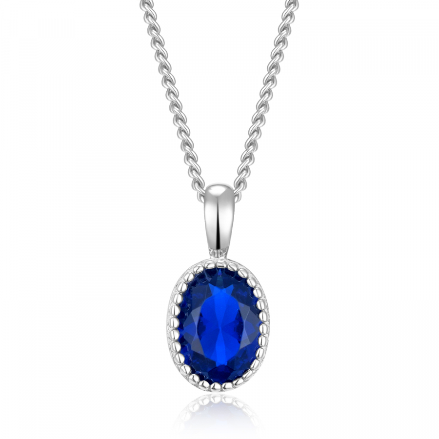 Collier mit Anhänger oval Zirkonia London Blue Silber 925/000