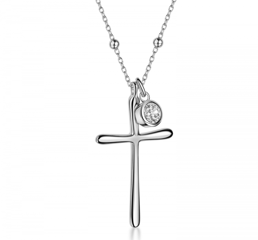 Collier mit Kreuz/Zirkonia Silber 925/000