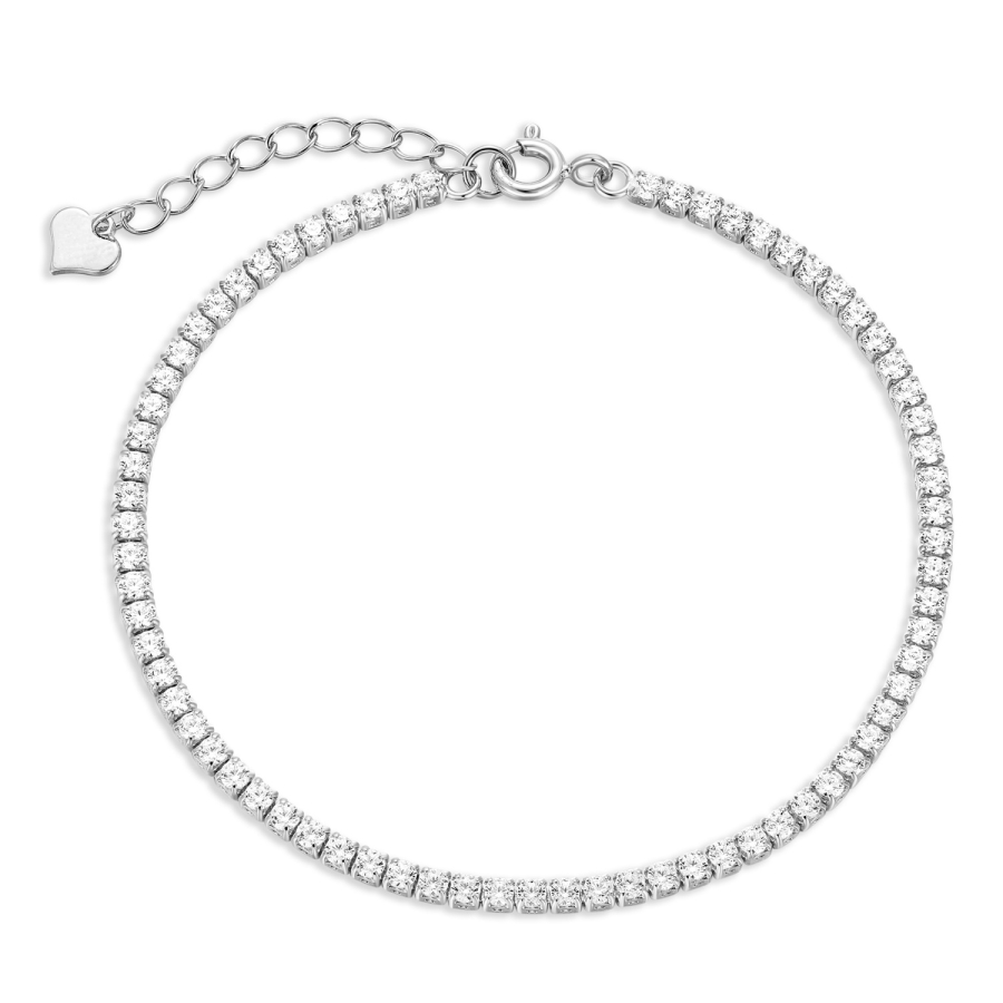 Tennisarmband mit Zirkonia 2mm breit Silber 925/000 rhodiniert