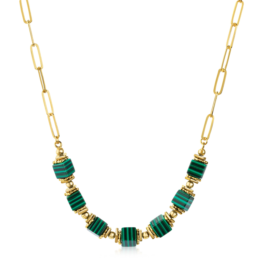 Collier mit Malachit Silber 925/000 vergoldet