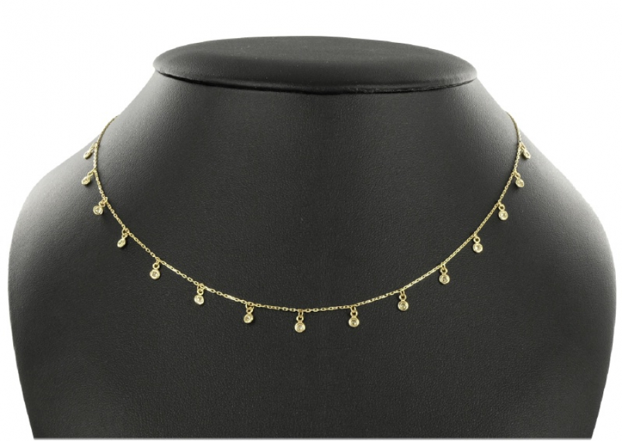 Collier mit 15 Zirkonia Gold 333/000