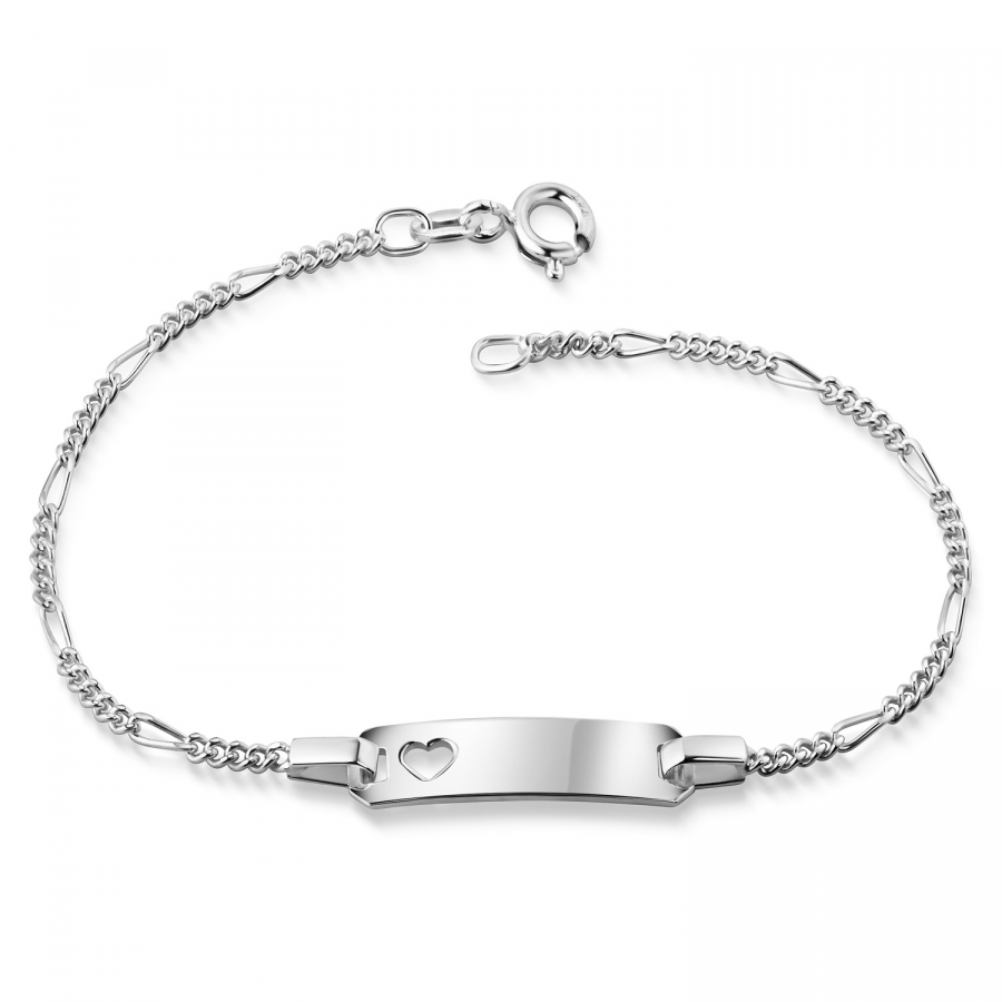 ID-Figaroarmband mit Herz - Silber 925/000