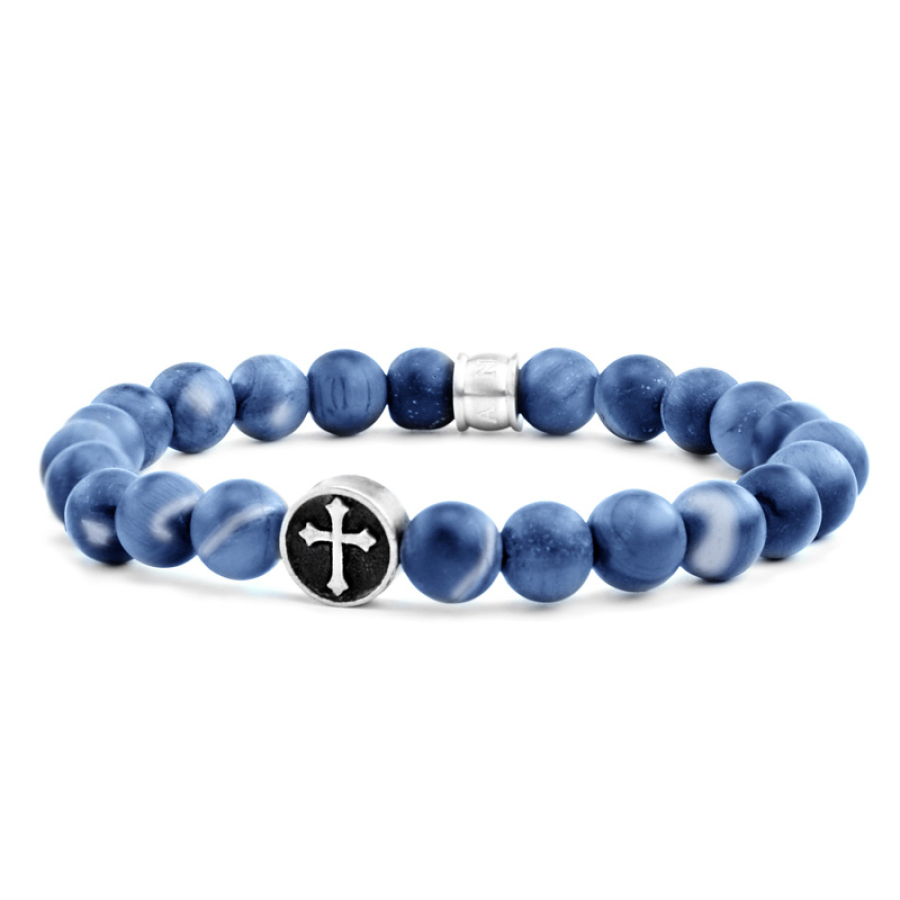 Frank 1967 Armband Sodalith matt 8mm breit Edelstahl