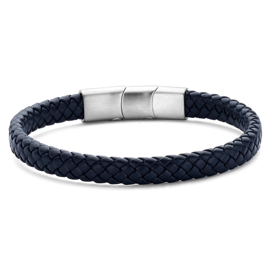 Frank 1967 Armband Echt Leder blau 7,5mm Edelstahl IPS