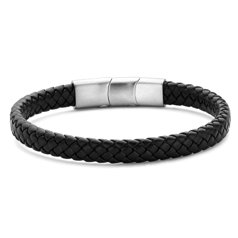 Frank 1967 Armband Echt Leder schwarz 7,5mm Edelstahl IPS