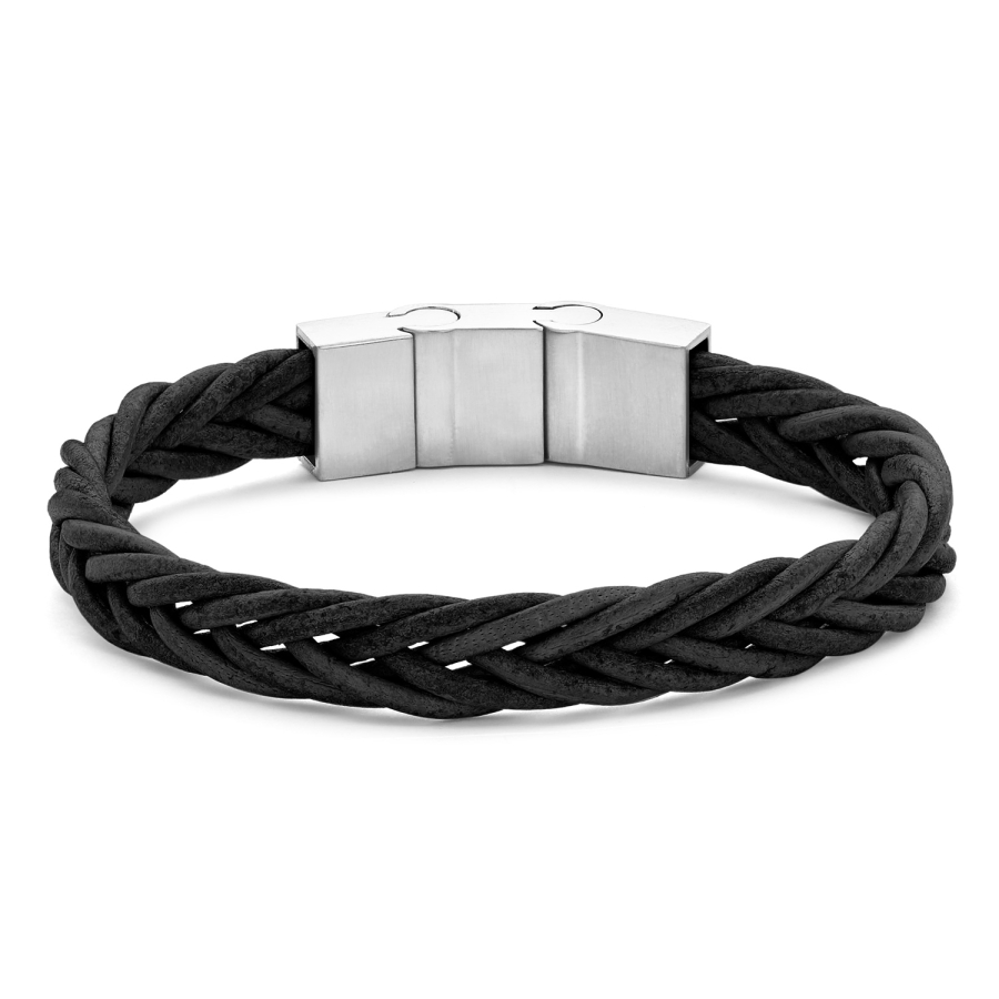 Frank 1967 Armband Echt Leder Schwarz 9mm Edelstahl IPS