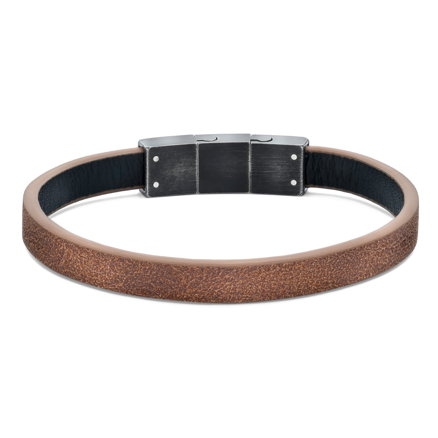 Frank 1967 Armband Echt Leder braun 8,0mm Edelstahl IPB