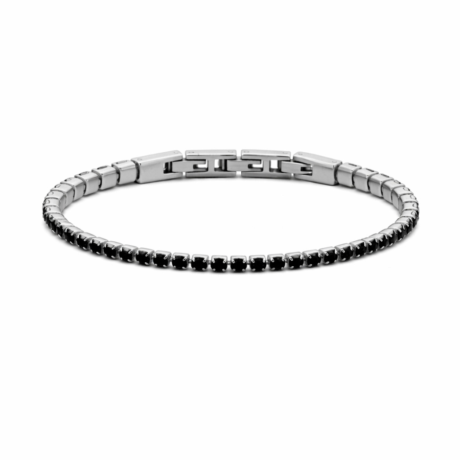 Frank 1967 Armband mit Zirkonia schwarz Ø 3mm Edelstahl IPS