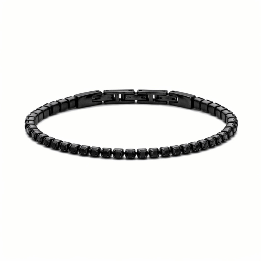 Frank 1967 Armband mit Zirkonia schwarz Ø 3mm Edelstahl IPB