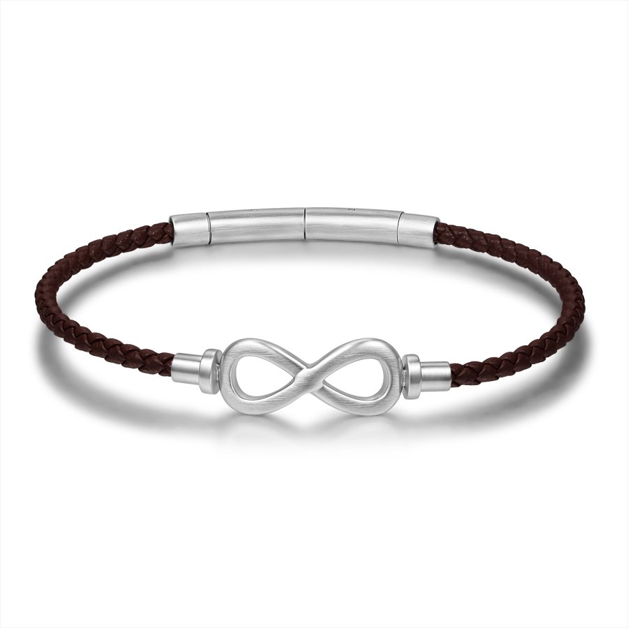 Frank 1967 Armband Infinity Echt Leder braun Edelstahl IPS