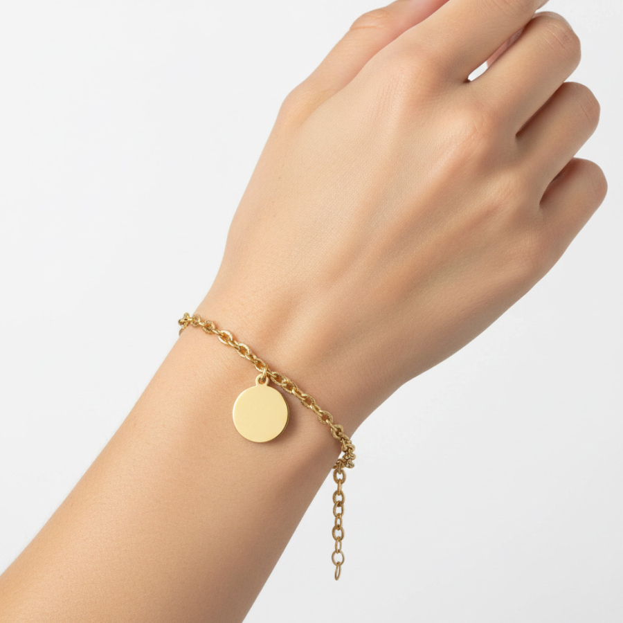 Armband mit Gravurplatte 16+3cm Edelstahl IPG