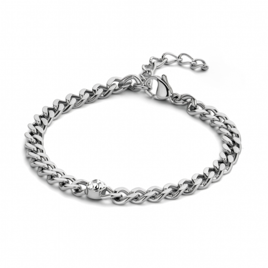 Panzerarmband mit Zirkonia 16+3cm Edelstahl