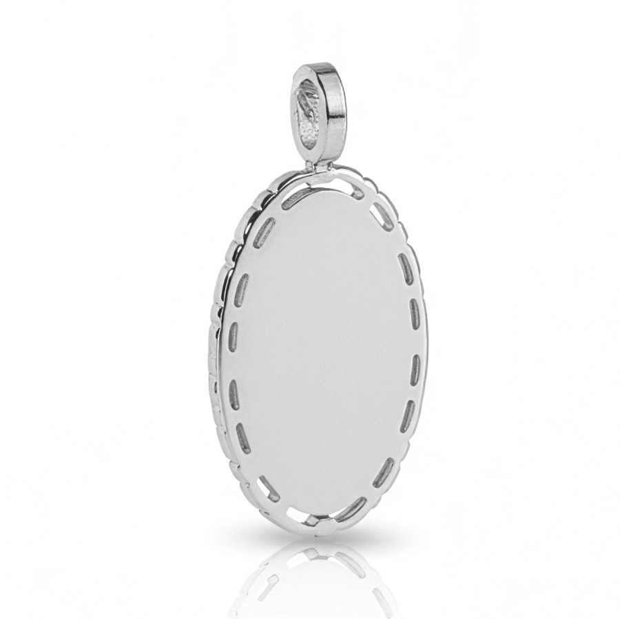 Anhänger Gravurplatte oval 20x13mm mit filigraner Bordüre Edelstahl
