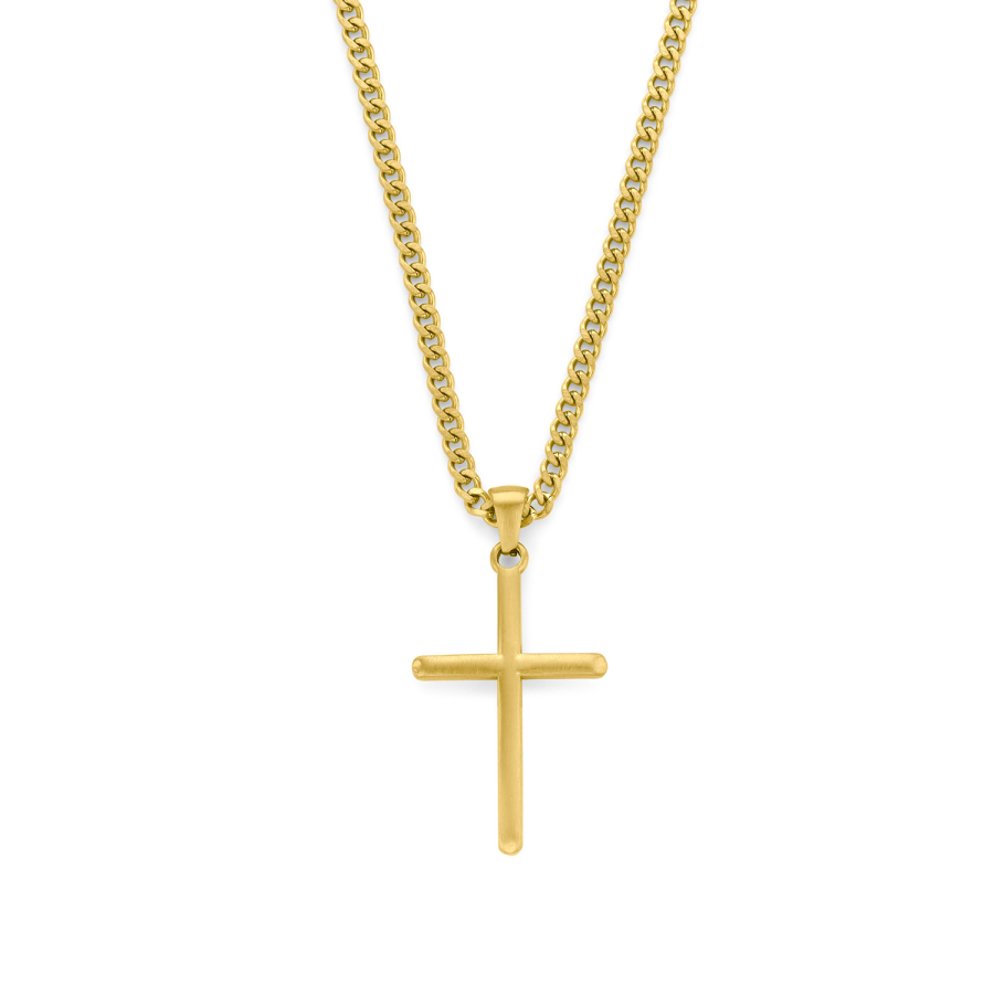 Frank1967 Halskette 50cm mit Anhänger Kreuz Edelstahl IPG