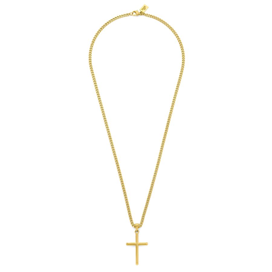 Frank1967 Halskette 50cm mit Anhänger Kreuz Edelstahl IPG