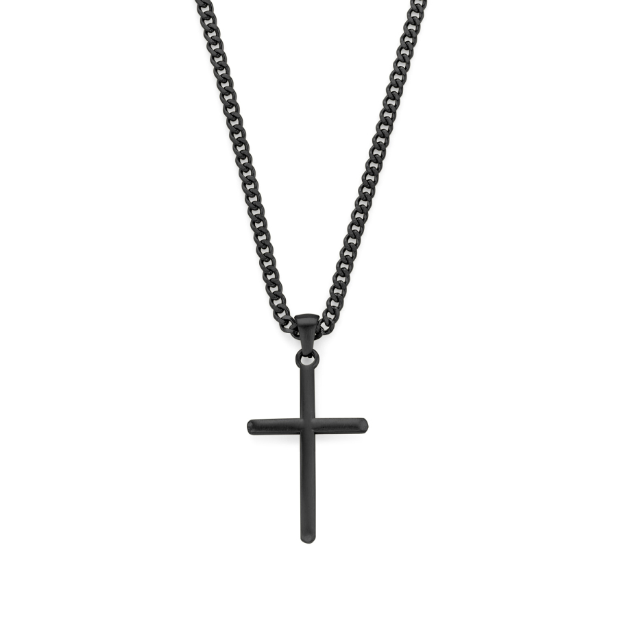 Frank1967 Halskette 50cm mit Anhänger Kreuz Edelstahl IPB