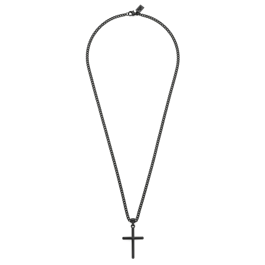 Frank1967 Halskette 50cm mit Anhänger Kreuz Edelstahl IPB