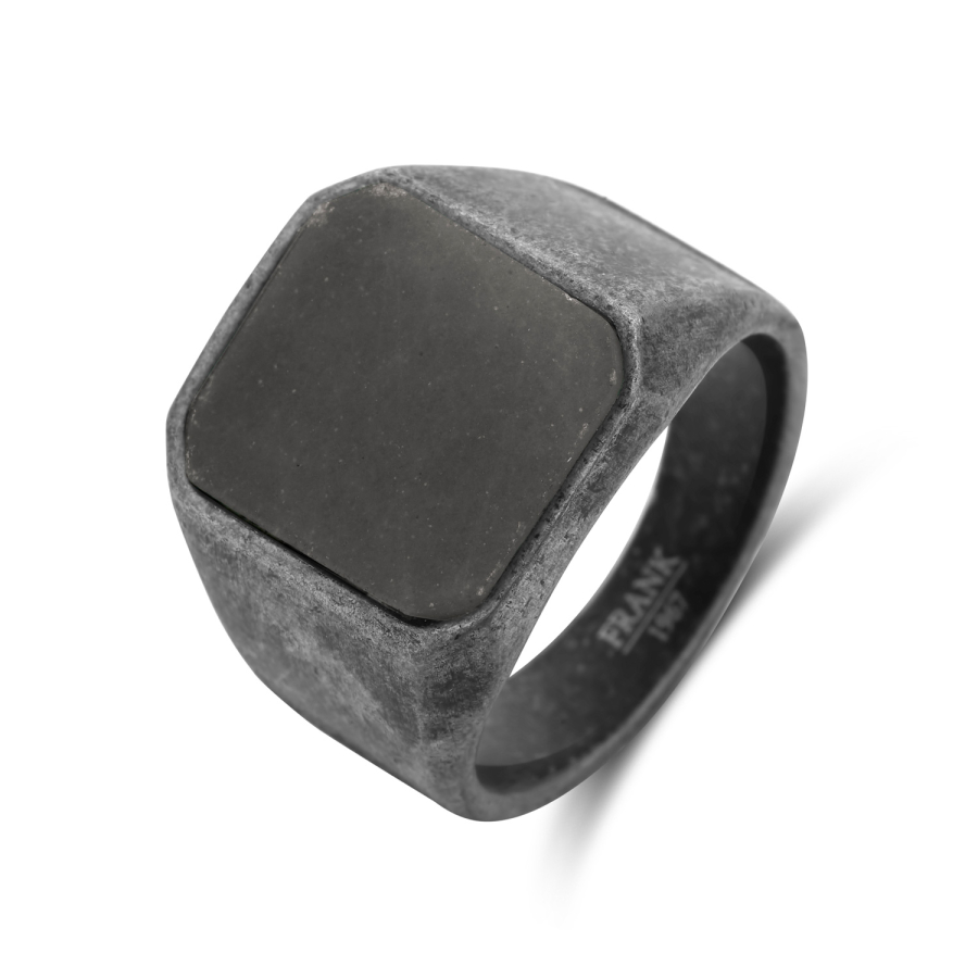 Frank1967 Ring mit grauem Falkenauge 18mm breit Edelstahl