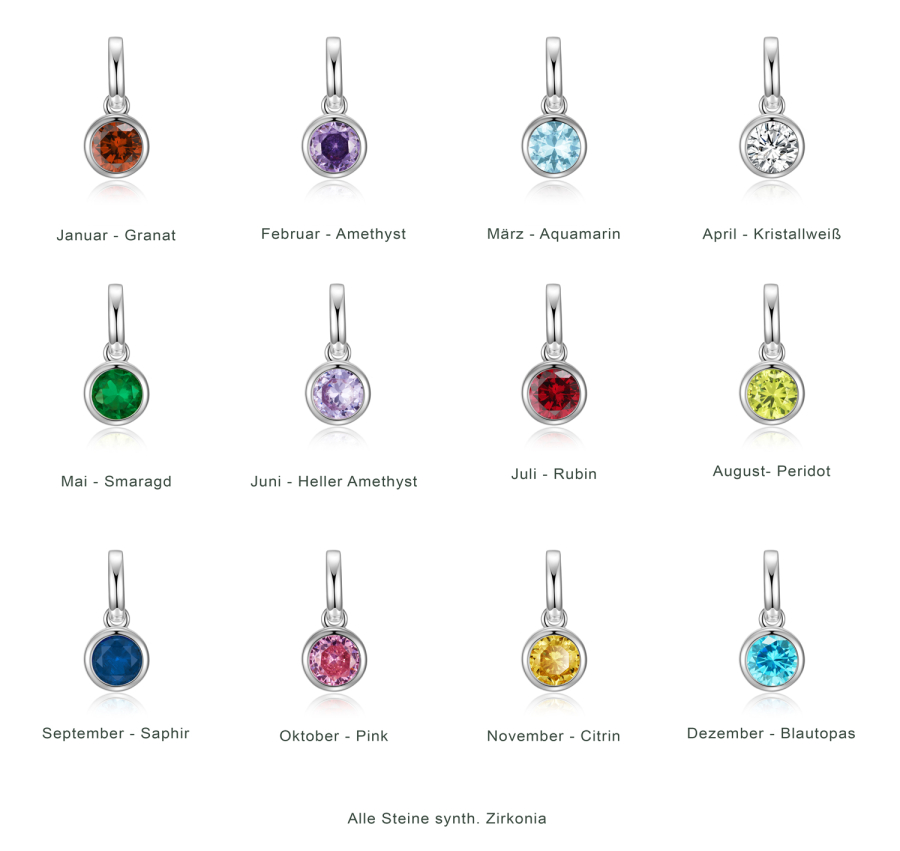 Anhänger Geburtssteine / Monatssteine syth. Zirkonia Silber 925/000