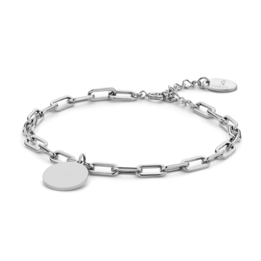 Lovebird Armband mit Gravurplatte 16+3cm Edelstahl IPS