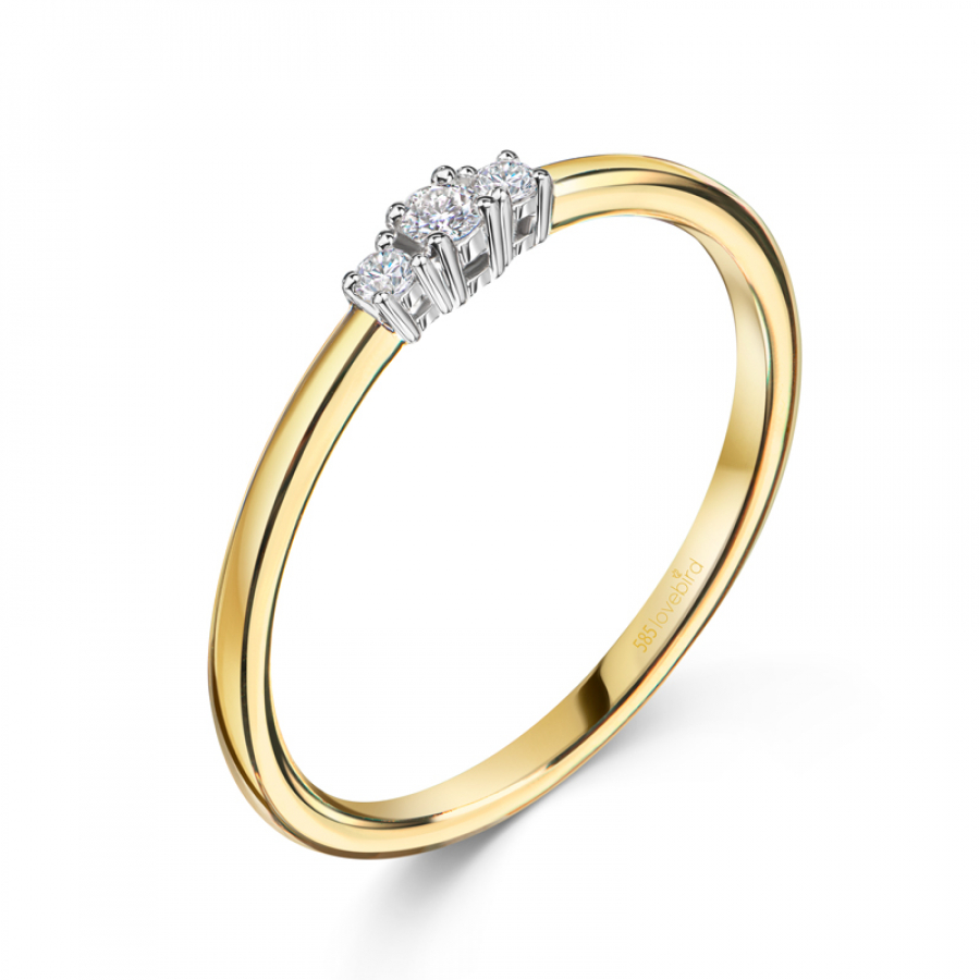 Lovebird Damenring mit Brillant 0,09 ct. Gelbgold 585/000