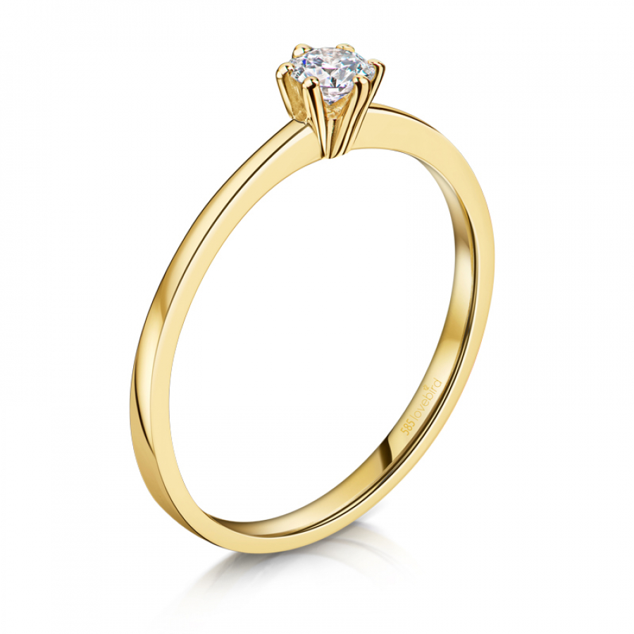 Lovebird Damenring mit Brillant 0,20 ct. Gelbgold 585/000