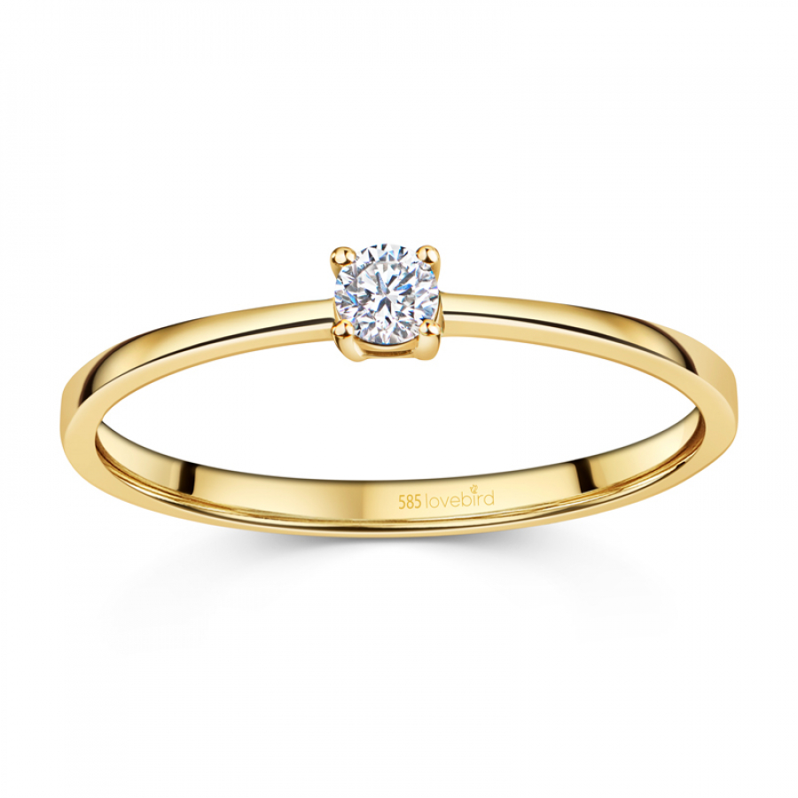 Lovebird Damenring mit Brillant 0,10 ct. Gelbgold 585/000