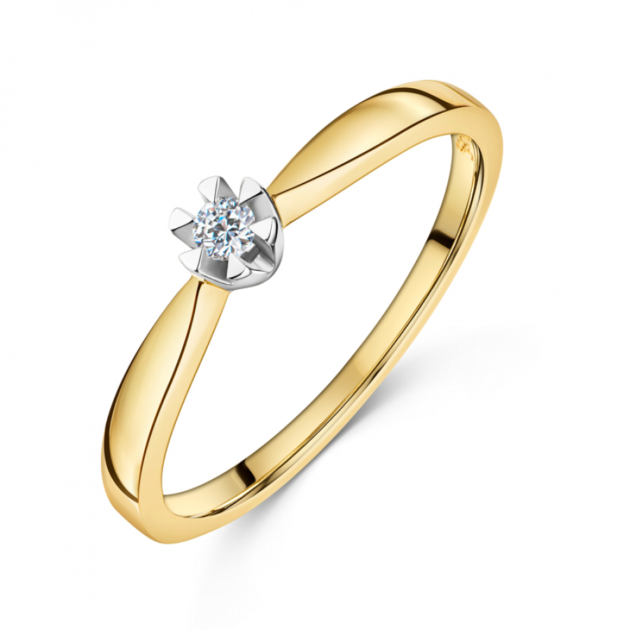 Lovebird Damenring mit Brillant 0,05 ct. Gelbgold 585/000