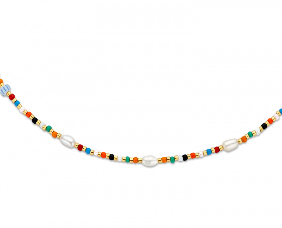 Lovebird Collier Glasbeads Farbenmix