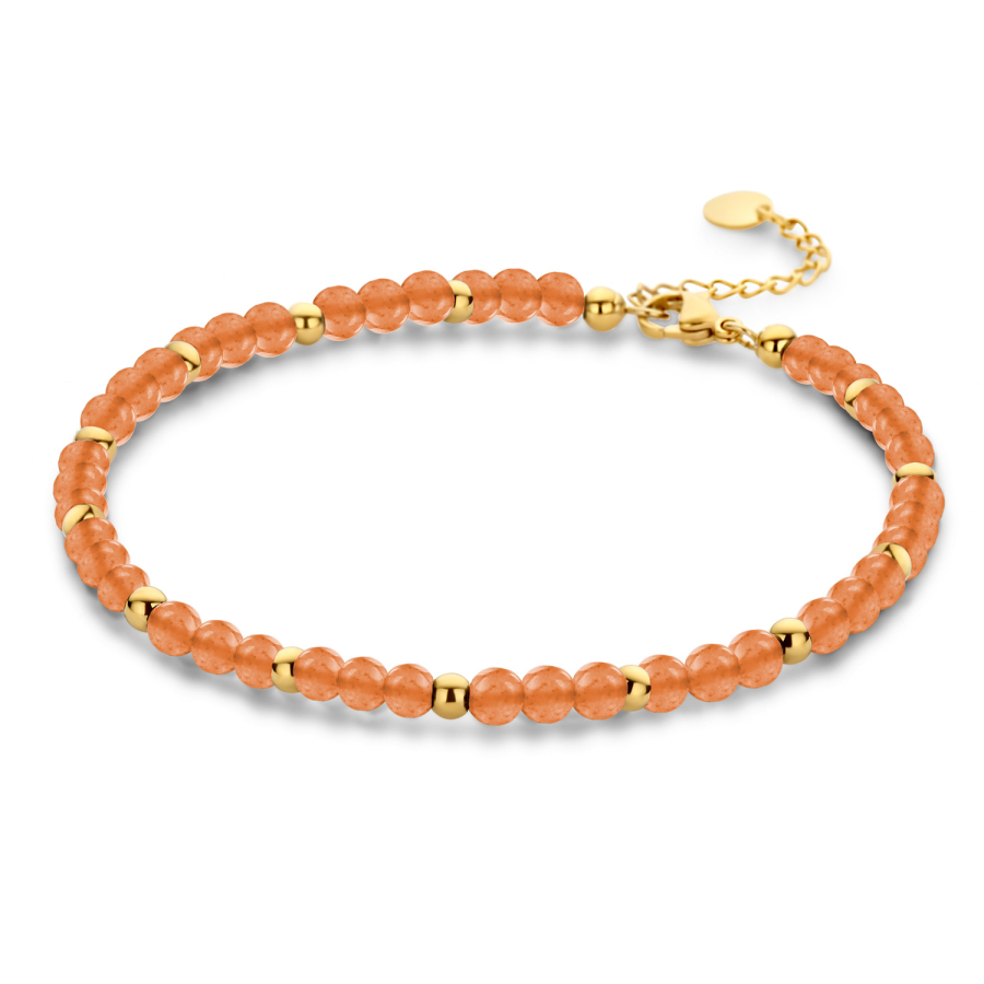 Lovebird Fußkette mit Achat orange Edelstahl IPG