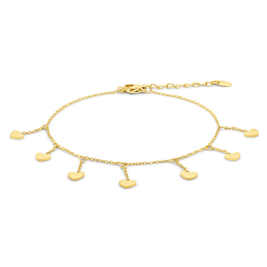Lovebird Fußkette mit Herzen Edelstahl IPG