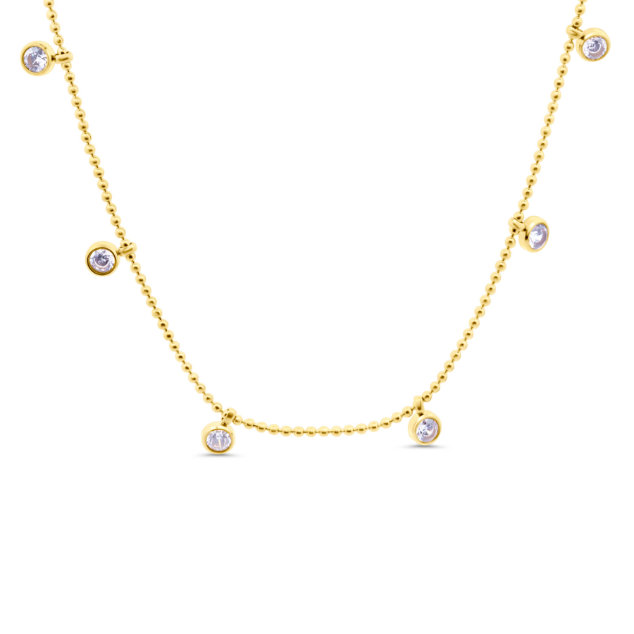 Lovebird Collier mit 9 Zirkonia Edelstahl IPG