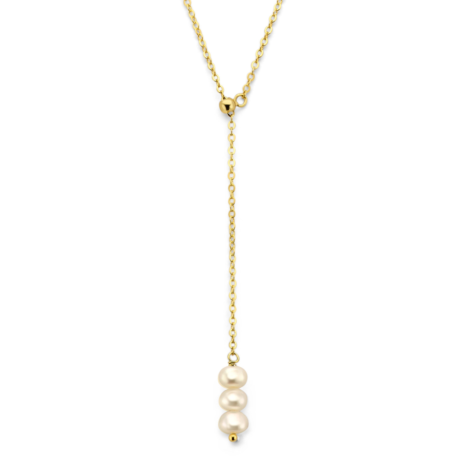 Y-Collier mit 3 Süßwasser-Zuchtperlen Silber 925/000 vergoldet