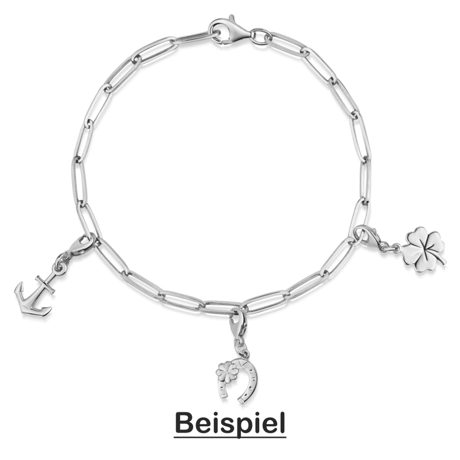 Charm Hufeisen mit Kleeblatt Silber 925/000 rhodiniert