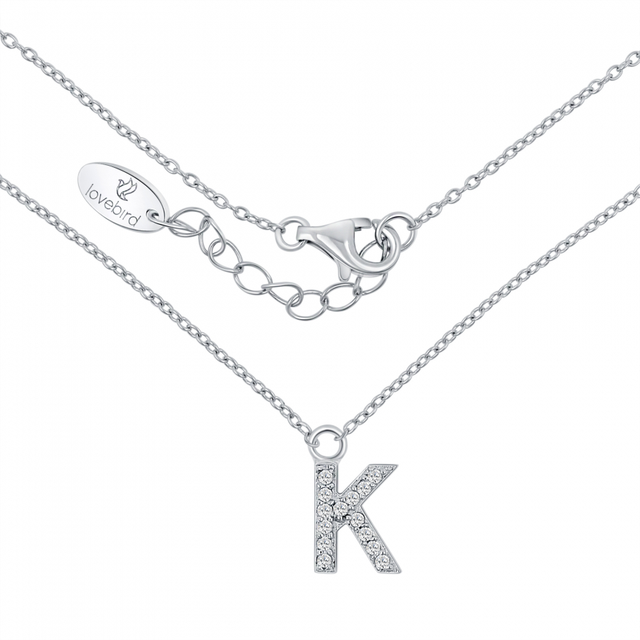 Lovebird Buchstabencollier K mit Zirkonia Echt Silber 925/000