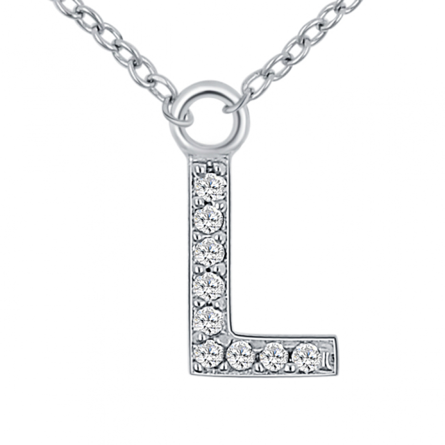 Lovebird Buchstabencollier L mit Zirkonia Echt Silber 925/000