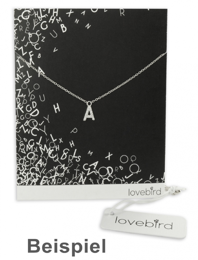 Lovebird Buchstabencollier L mit Zirkonia Echt Silber 925/000