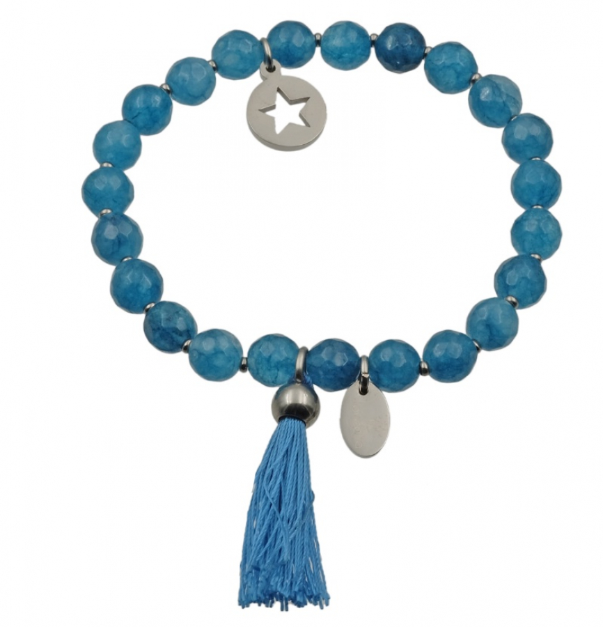 Lovebird Armband Achat blau Edelstahl IPS