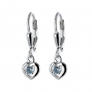 Ohrhänger Herz mit Kristallstein hellblau - Silber 925/000